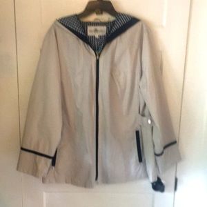Women’s Hooded Rain Jacket  Tan.  1X
